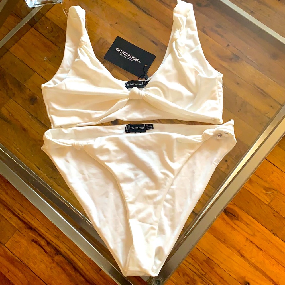 Pretty Little Thing..white 2 piece Bikini/ Never worn/Smoke Free home